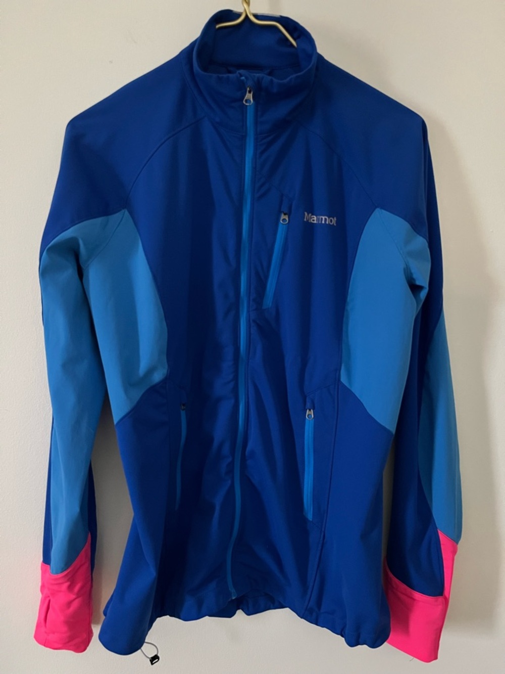 Marmot Fusion Blue and Pink Softshell Running Jacket M
